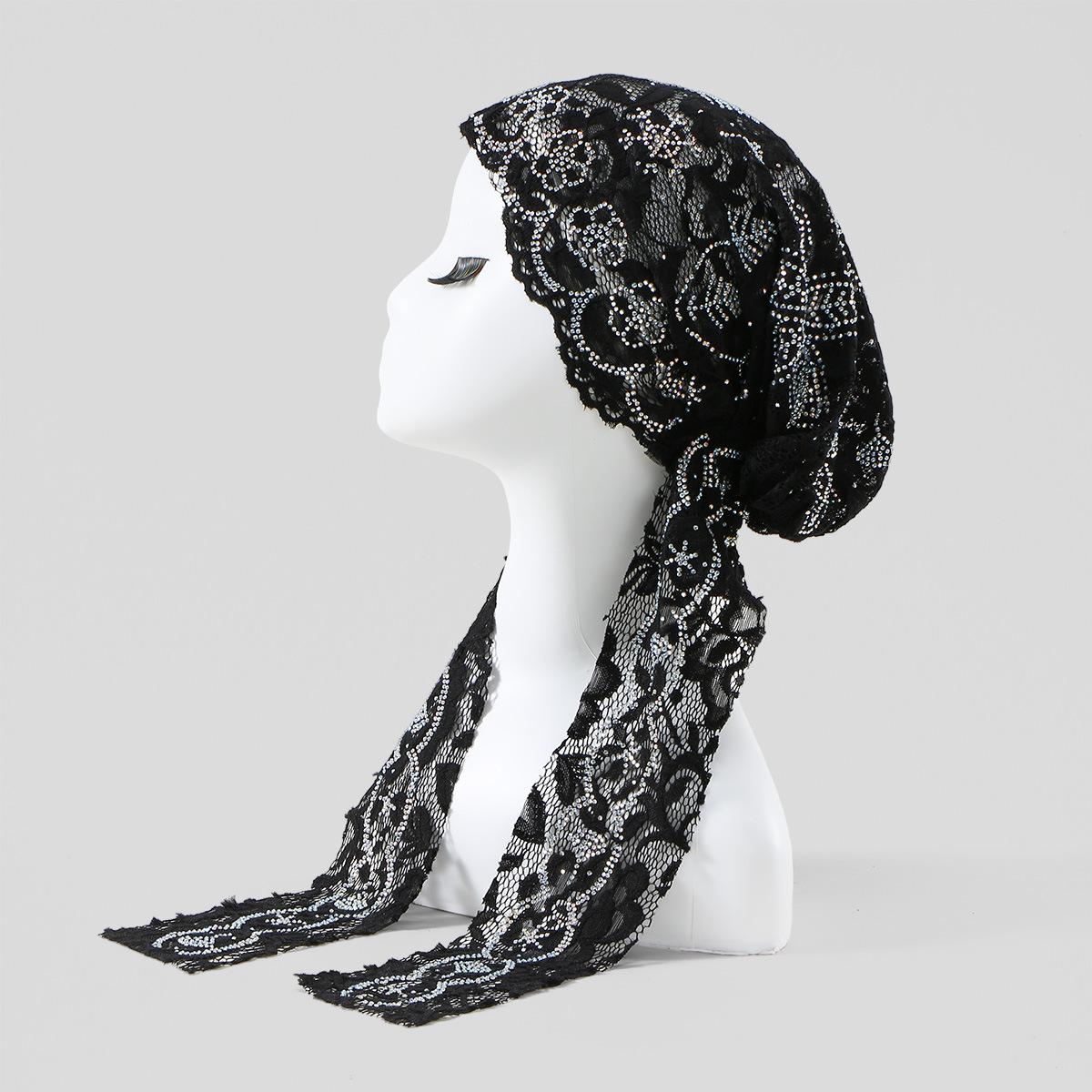 Glory New Hot-Selling Ethnic Style Women s Lace Beaded Headscarf Versatile Fashion Handmade Breathable Hat One Size