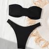 Bikini Set for Women Solid Color 2 Piece Swimsuit Sexy Halter Lace-up Backless Thong Beach Vacation Swimwear New