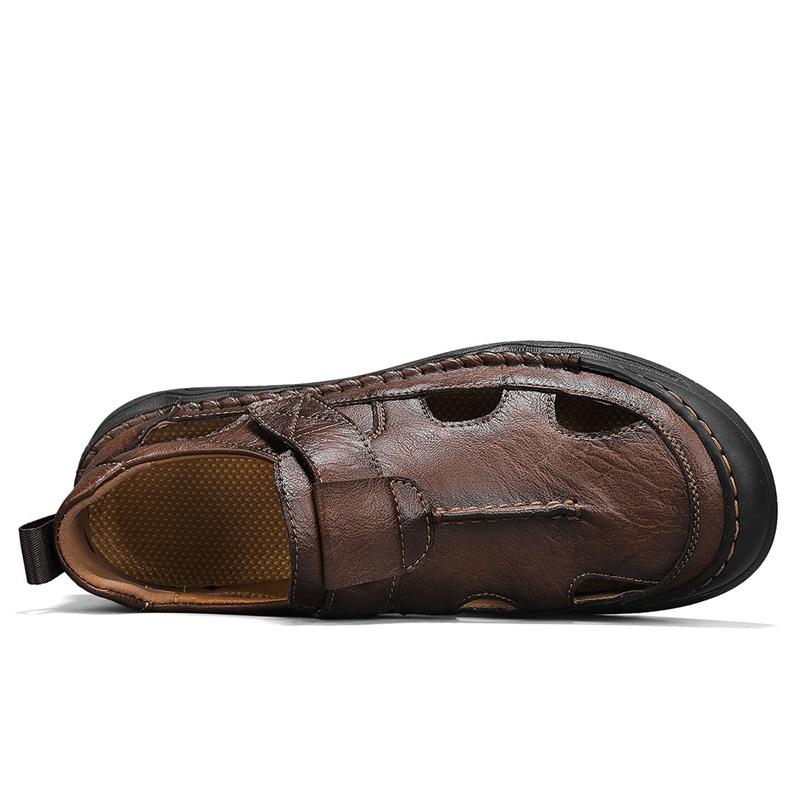 Håndlagde Sommersandaler for Menn Pustende Myke Mote Komfortable Sandaler Utendørs Sklisikre Strand Fritidssneakers Romerske Sko