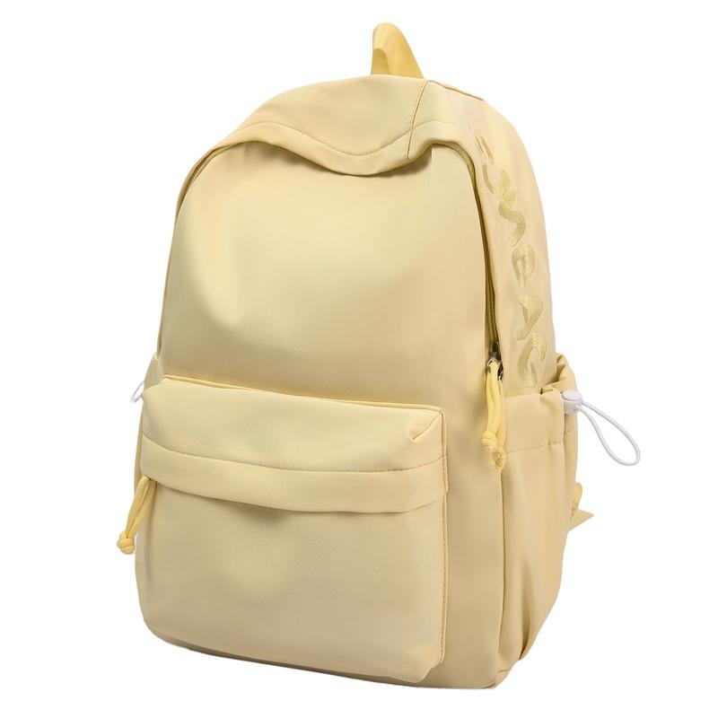 Girls' Solid Color Backpack Junior High School Students Lightweight Schoolbag Large Capacity Backpack
