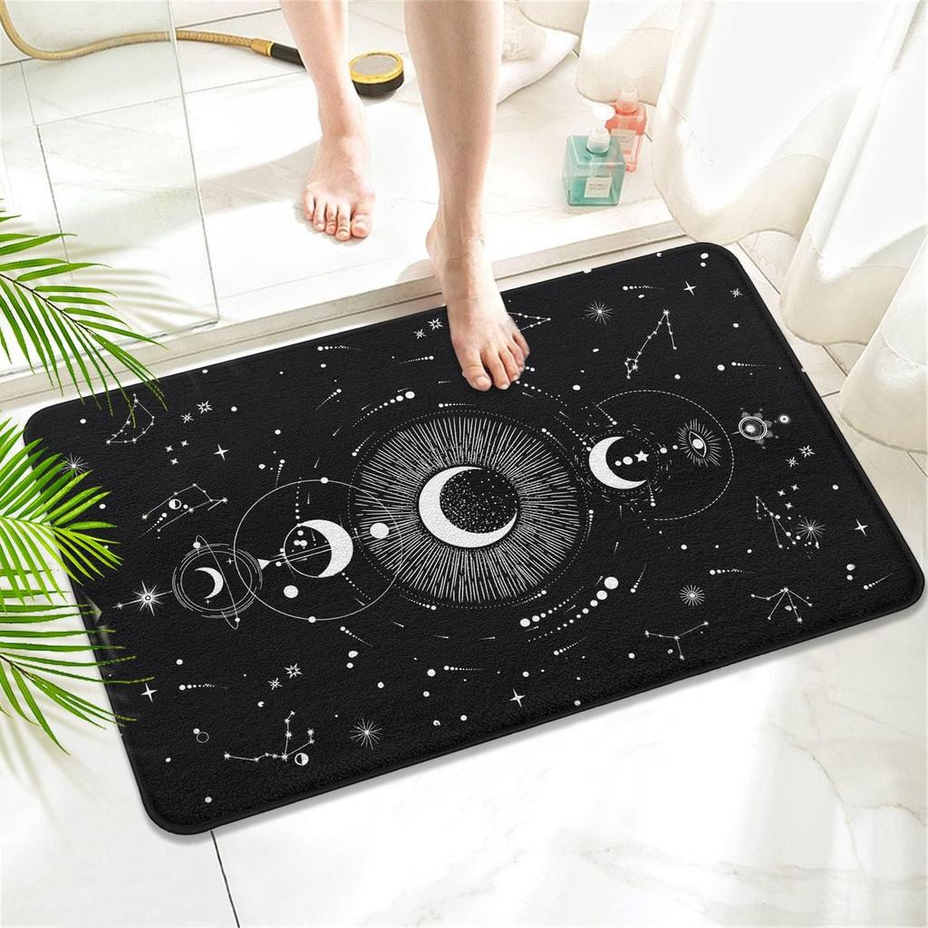 Black and White Boho Gothic Moon Doormat Home Decor Carpet for Living Room Kitchen Hallway Balcony Rugs Bathroom Anti-slip Mat