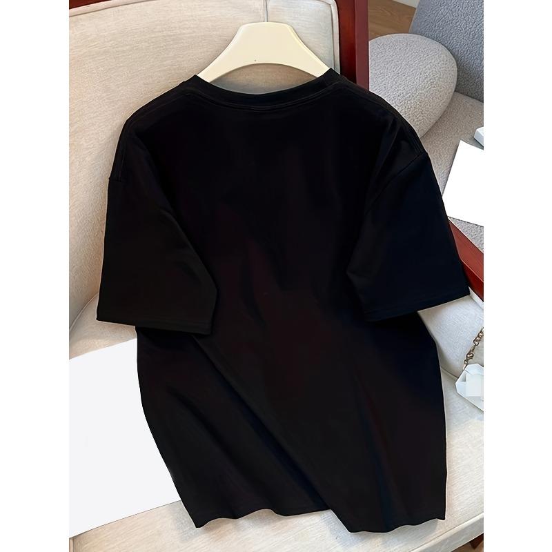 Europäische Größen Trendiges Amerikanisches Retro-Kurzarm-T-Shirt für Damen, Sommer 2024 Neues Design, Nischen-Halbarm-Oberteil im Koreanischen Stil.