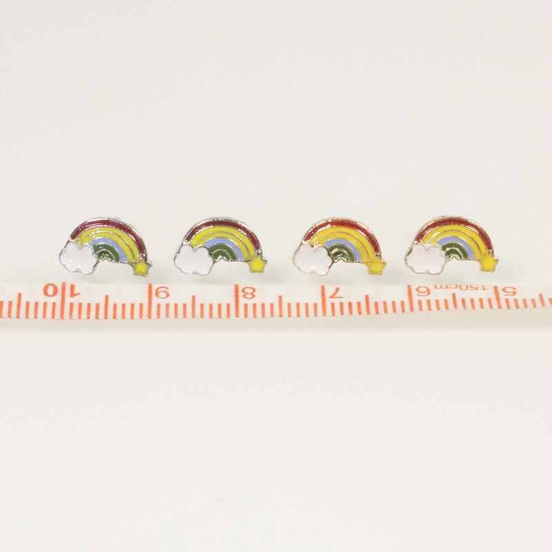 S925 silver needle alloy drip earrings simple colorful rainbow stud earrings earrings direct supply