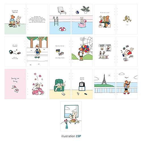 Monolike A5 Happy and Lucky Diary Set - Lunchtime - Includes annual, monthly, and weekly plans, a scheduler, and an illustrated diary.