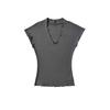 Damen V-Ausschnitt Kurzarm T-Shirt Slim Fit Einfarbig Basic Lässiges Tee Top