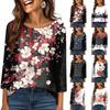 Women's Fashionable Casual Round Neck  3/4 Sleeve  Printed T-Shirt Top