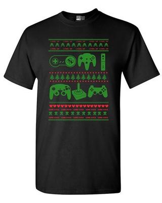 Controller Video Games Ugly Christmas Funny DT Adult T-Shirt Tee Unisex T-Shirt