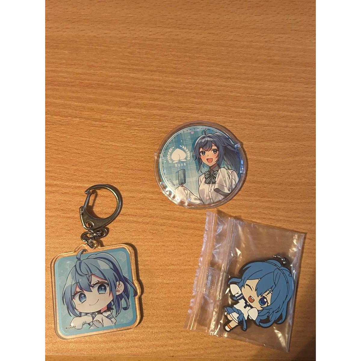 Used Colorful Peach Luna Karapichi Acrylic Key Chain Ackey Can Badge Rubber Strap