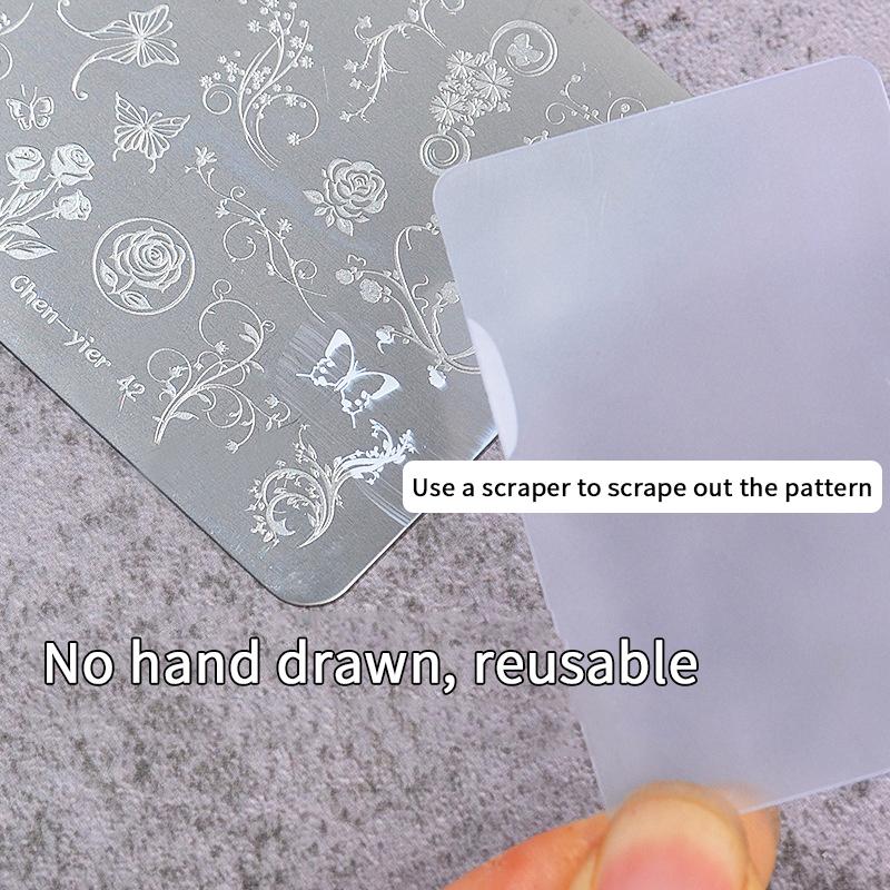 12*6cm Nail Stamping Plates Rose Butterfly Nail Art Plate Stainless Steel Nail Design Stencil Tools DIY Printing Design Stamp