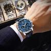 POEDAGAR Original Military Man Wristwatch Waterproof Luminous Chronograph Leather Strap Watches for Men Quartz Watch Reloj