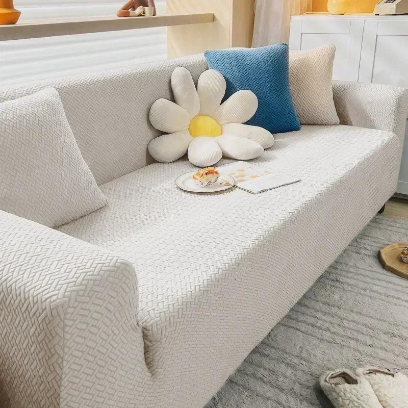 1Pc Jacquard Elastic Sofa Cover Luxury Adjustable Elastic Couch Cover For Living Room Sofa Seat Covers 1/2/3/4 Seat L Shaped