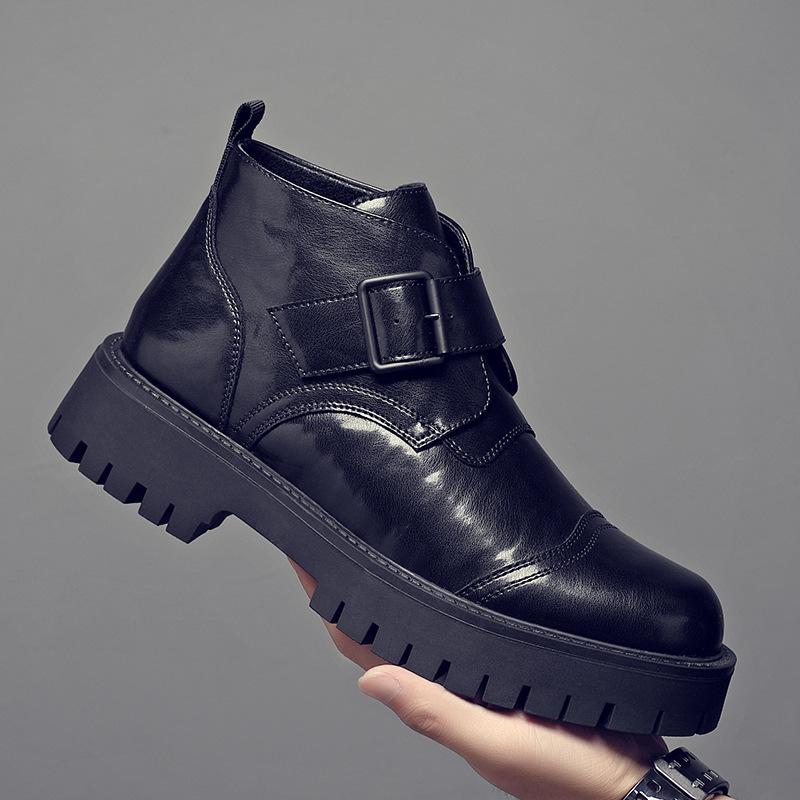 

Модные мужские оксфорды на платформе из кожи в корейском стиле, слипоны на толстой подошве, мужские туфли дерби, повседневные лоферы, мужские туфли с квадратным носком для формальной одежды 44 чёрный