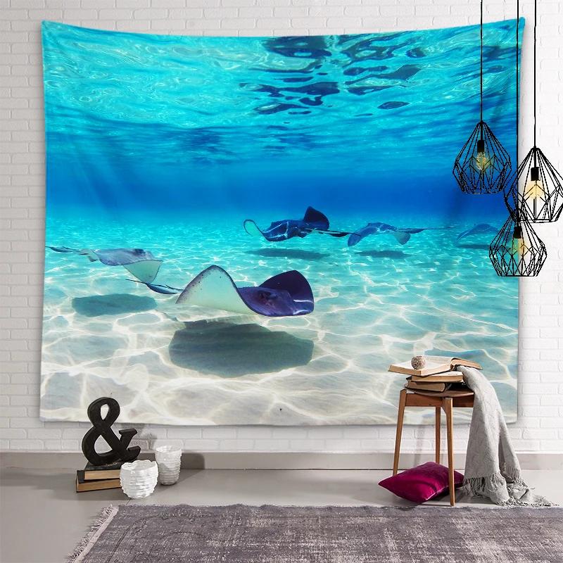 Nature Beach Scenery Art Tapestry Turtle Tapestry Wall Hanging Decor Backdrop Cloth Living Room Bedroom Home Decor Tapestries
