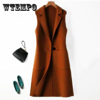 Wool Vest Women's Autumn and Winter Slim Mid-length Large Size Fashion Cardigan Vest Jacket