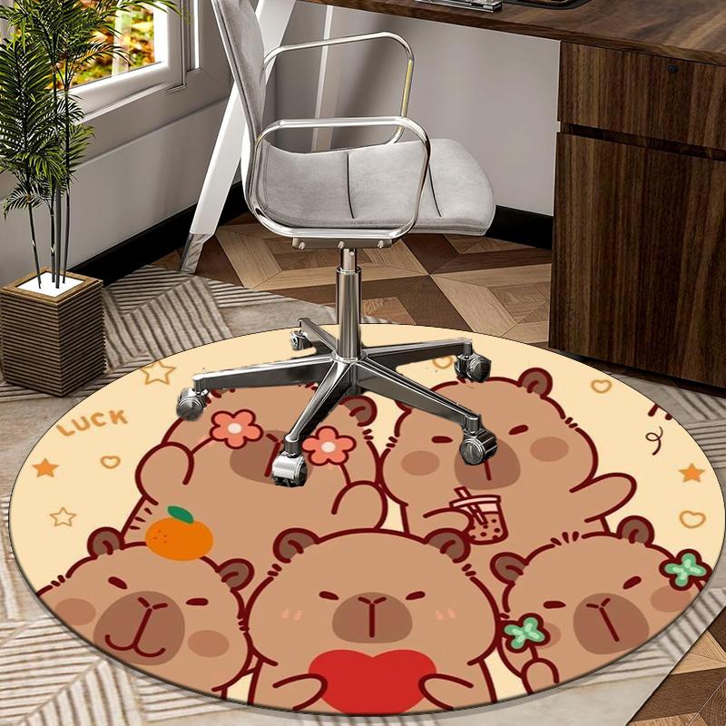 Bear Friends Greeting round carpet Chair cushion Round Entryway Rug, Soft Round Rugs for Living Room, Bedroom, Circle Carpet decor gifts