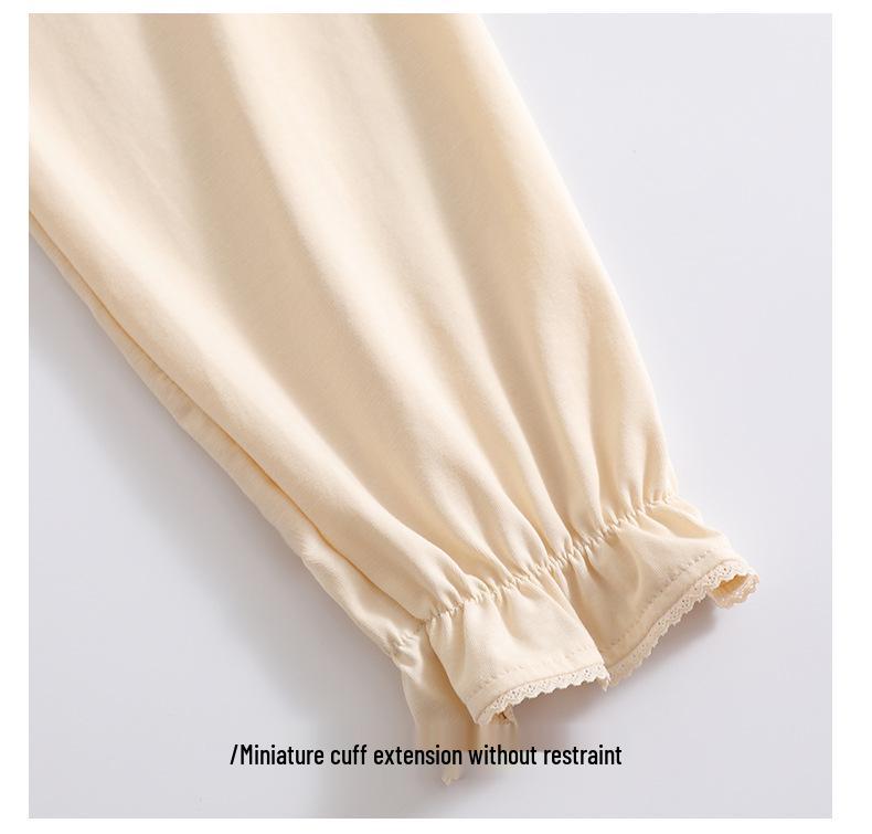 Women's Cotton Pajama Set: Cardigan, Long Sleeve, Long Pants with Chest Pad – Fashionable and Casual Autumn Homewear