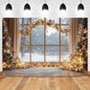 Christmas Elk Decoration 2025 Backgrounds For Photographs Window Curtains Christmas Tree Gift Box Family Party Portrait Backdrop
