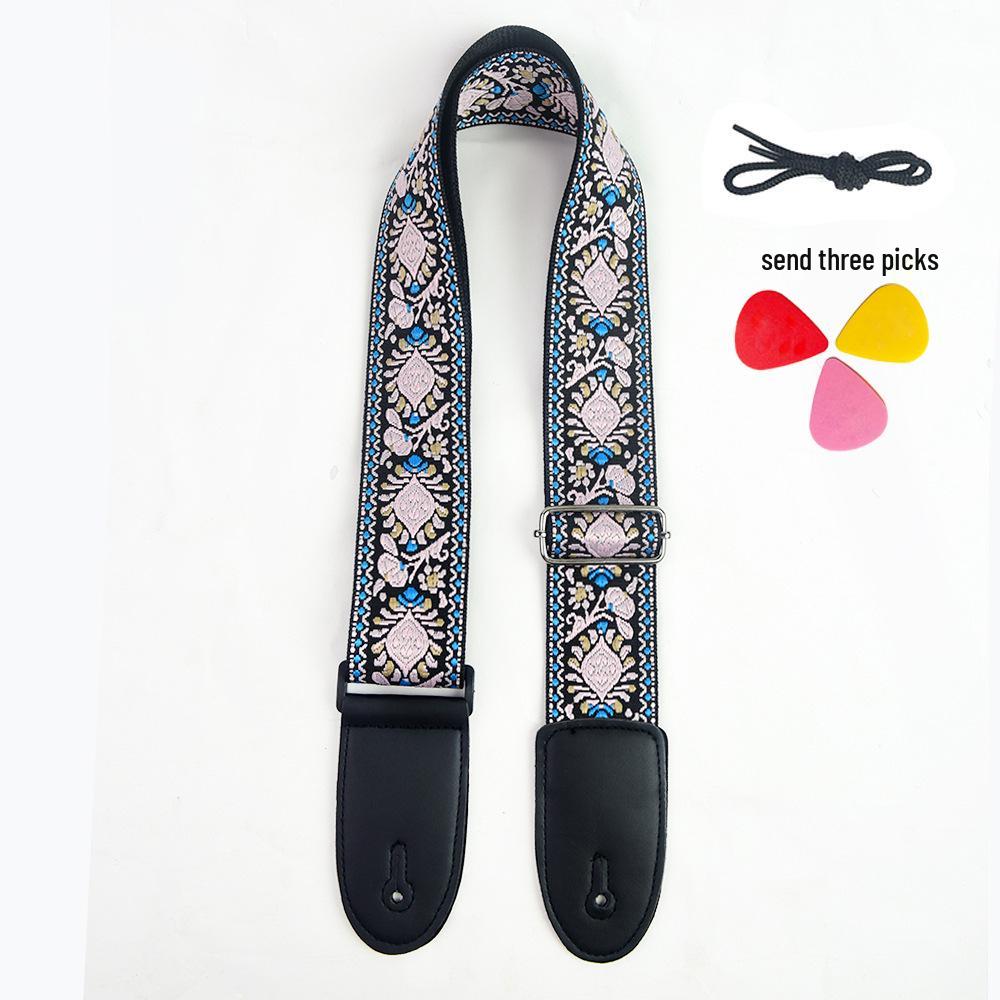 Thick Embroidered Universal Guitar Strap for Acoustic, Electric, and Wooden Guitars