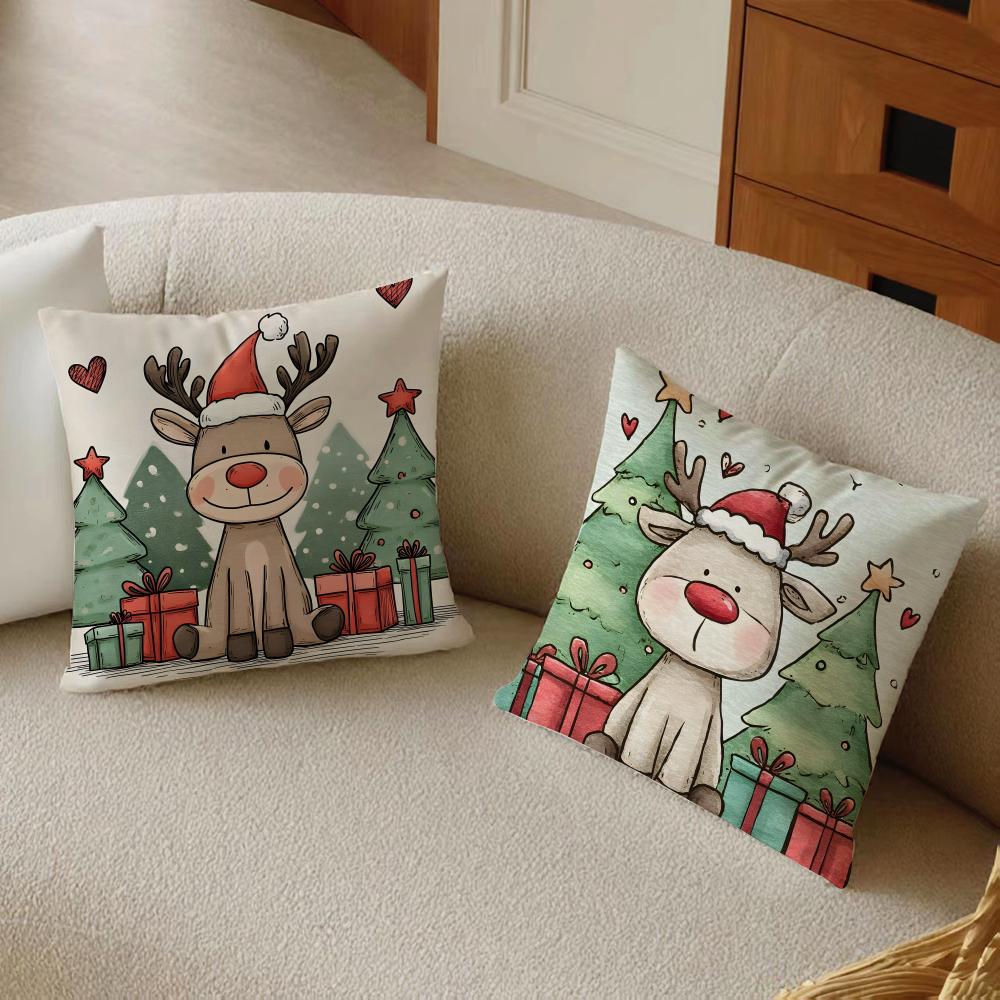 R-Reindeer Cushion Cover Pillowcase Anti-Dustmite Living Room Sofa Decor Cushion Room