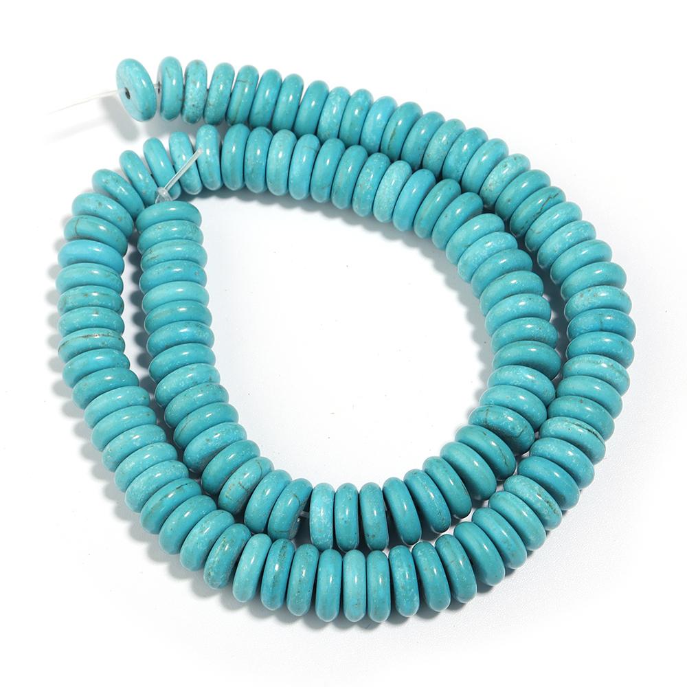 1 Strand Natural Stone Spacer Beads Flat Round Turquoise Bead Loose Beads for Jewelry Making DIY Bracelet Necklaces Accessories