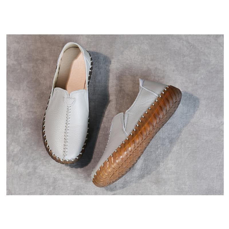 First layer cowhide new flat-soled women's shoes comfortable round head handmade leather single shoes casual Oxford soft-soled mother shoes