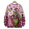 Ladies' Fashionable Casual Long Sleeved Christmas Cute Printed Round Neck Knitted Yarn