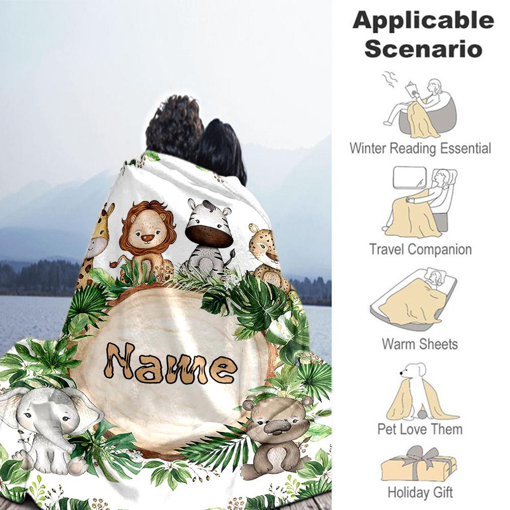 Wildlife Customize Your Name Blanket Cozy Personalized Blanket Warmthful Decor Perfect for Picnics Nap Sofa Seaside for All Occasions