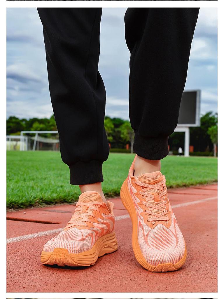 Men's Wide Toe Flyknit Running Shoes - Breathable, Shock Absorbing, Thick Sole Sports Sneakers