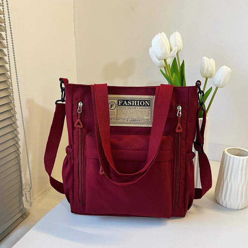 Newest Female Teens Students' Shoulder Bag Simple Style Contrast Color Handbag Stylish Nylon Crossbody Shopping Bags