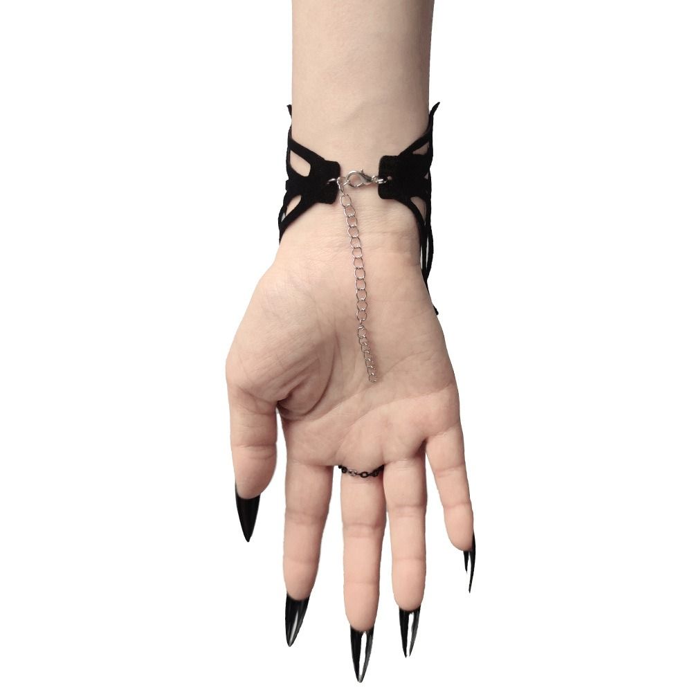 Fashion Double-sided Velvet Gothic Bracelet Black Fashion Jewelry Black Thorn Bracelet Adjustable Spider Web Bangle Party