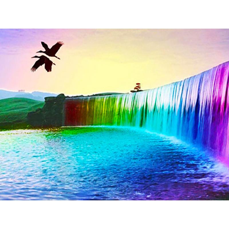 DIY 5D Diamond Painting Waterfall Landscape Handicraft Full Round Resin Diamond Embroidery Cross Stitch Mountain Wall Art
