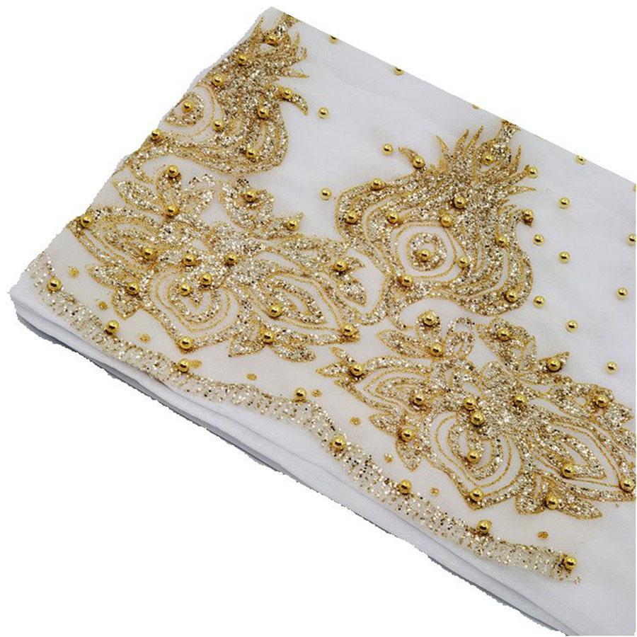 Premium Chiffon Hijabs Scarf Shimmer Gold Glitters Beads Hijab for Muslim Woman Head Scarf Shawl Wrap Lightweight