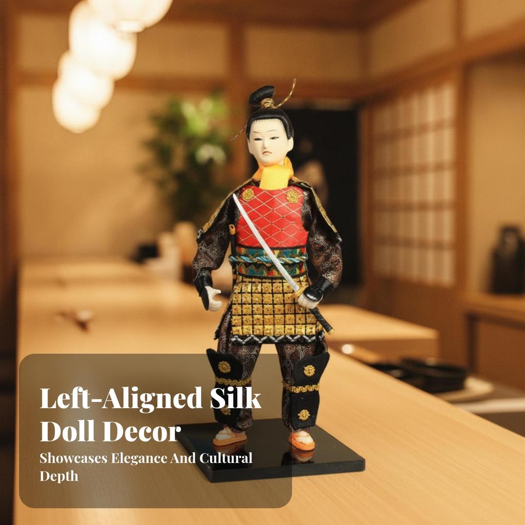 Cloth Doll Samurai Warrior Ornament Handmade Japanese Style Figurine with Glossy