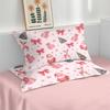 3pcs Pink Christmas Printed Chipless Bedding Set Bedroom Dormitory 1 Duvet Cover+2 Pillowcases Multi Size Machine Washable Set