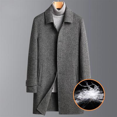 Autumn and Winter New Style Removable Down Liner Double-sided Woolen Coat Men's Versatile Herringbone Cashmere Woolen Coat