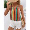 Damen Boho Streifenprint V-Ausschnitt Ärmelloses Cami-Top