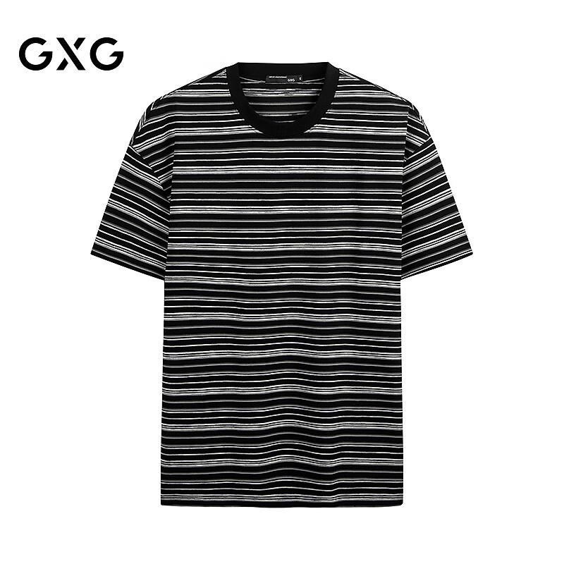 GXG Men s Retro Color Block Stripe Crew Neck T-Shirt XXXL