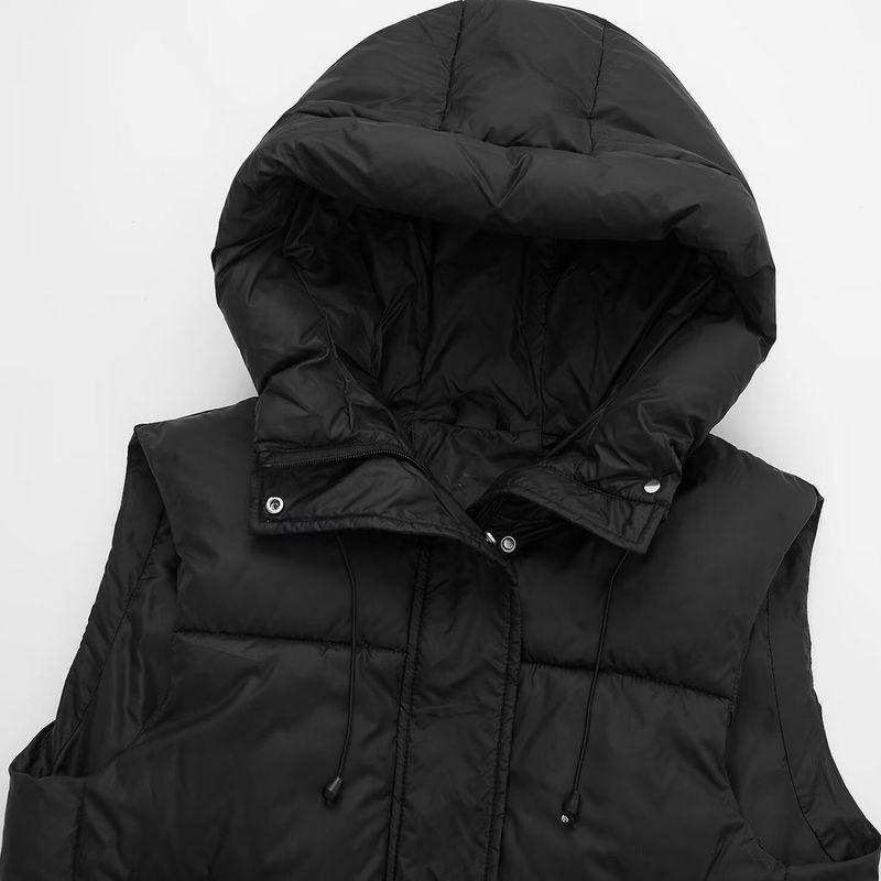 Kaslead New Women clothes Western Style Fashion Simple and Versatile Hood Vest Vest Outerwear