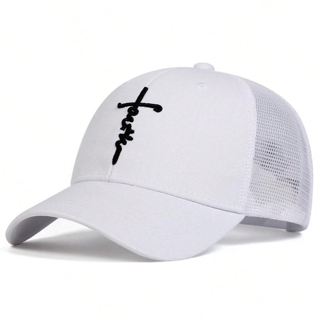Summer Letter Cross Embroidery Mesh Hat Outdoor Leisure Breathable Baseball Cap Men and Women Trucker Hats Golf Cap Hip Hop Caps