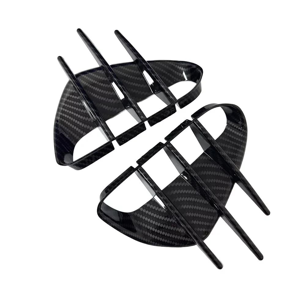 For KIA Stinger 2018- Car Sticker Frpmt Bumper Side Vent Spoiler Canard Covers Carbon Fiber Look Gloss Black Accessories ABS