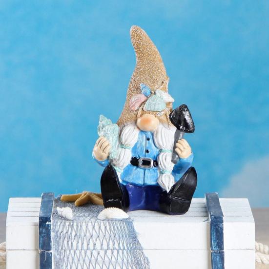 Coastal Gnome Figurine, Beach Shell Conch Gnome Ornament, Resin Ocean Gnome Statue for Summer Beach House Home Decoration
