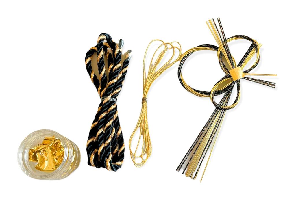 Japanese Black and Gold Black and Gold Gold Black and Gold Braided Hair Graduation Mizuhiki Hair Hakama Clothing, Coming-of-age Ceremony, Mizuhiki,