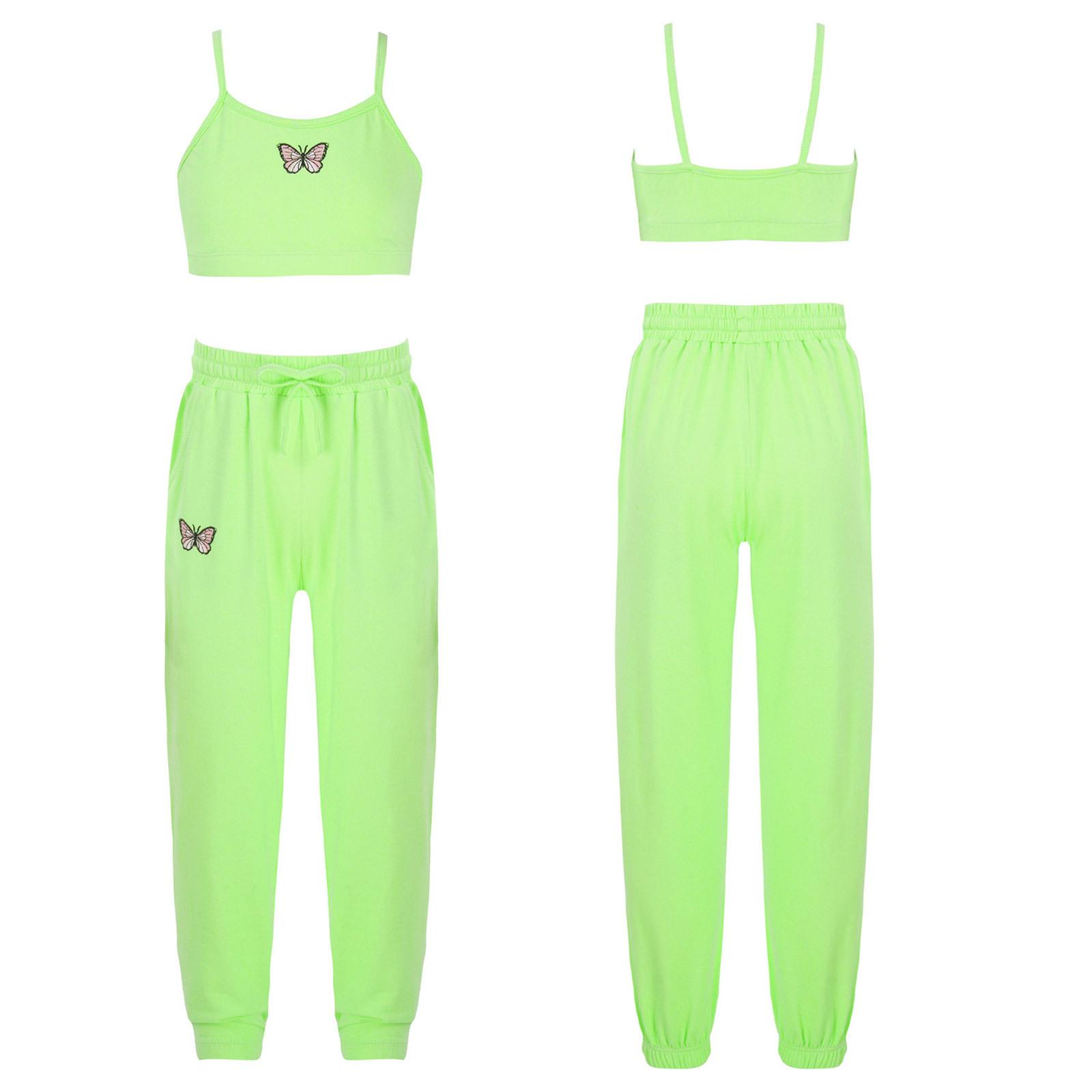 

2 шт. Літній спортивний костюм для дітей і дівчаток на лямках без рукавів, укорочений жилет і штани для тренажерного залу, бігові тренування, танцювальні тренування 7-8 Years чорний