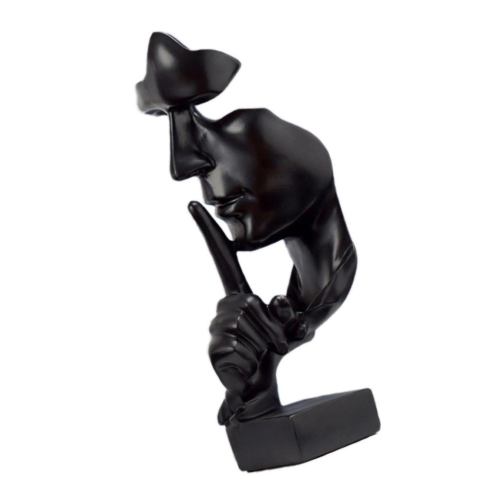 Thinker Statue Vivid Shape Compact Synthetic Resin Attractive Decorative Silence Is Golden Figurine for Home Black