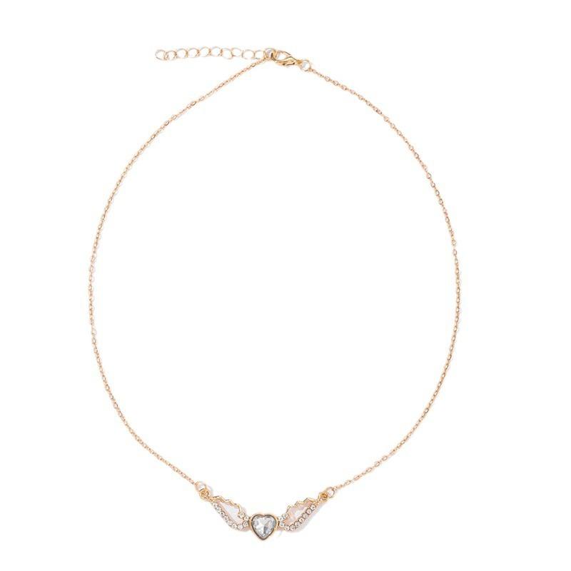 Wings Pendant New Jewelry Women's Fashion Diamond-encrusted Love Necklace Alloy Sweater Chain