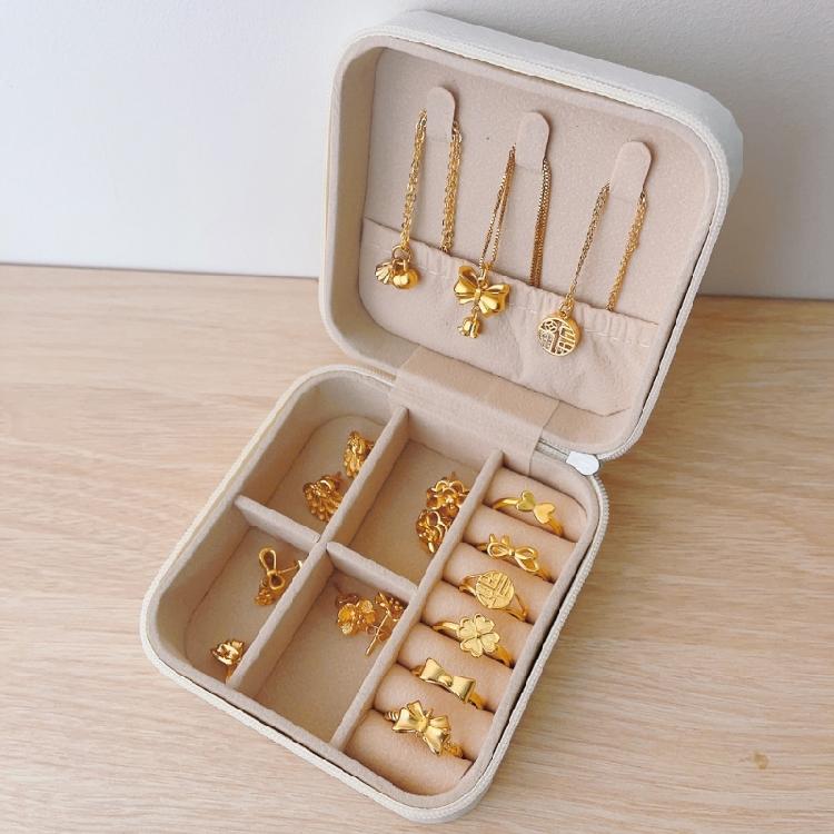 PU Leather Jewelry Box with Multiple Compartments Velvets Lined Jewellery Storage Case Accessory Organization Tool