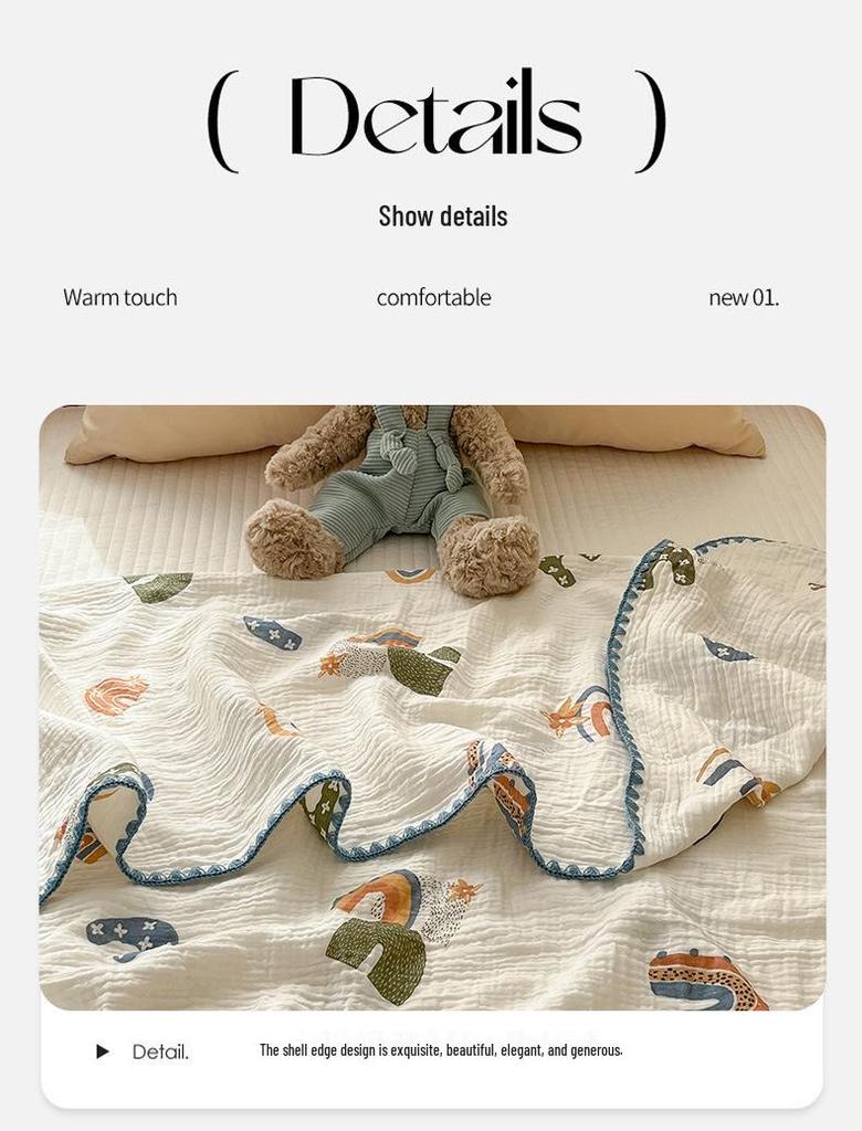 Class A Crinkled Gauze Cotton Children's Summer Quilt - Lightweight, Cooling, Machine Washable