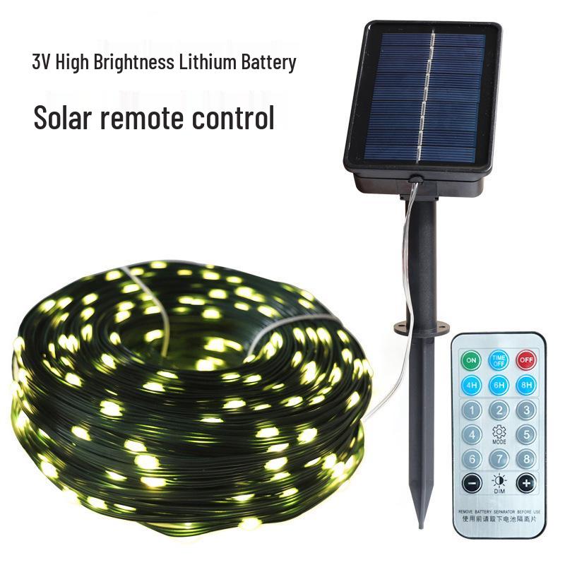 LED Solar Waterproof Cord Light for Outdoor Camping - High Brightness, Low Voltage, Starry Sky Effect, Super Bright, Colorful Wrap for Trees and Tents