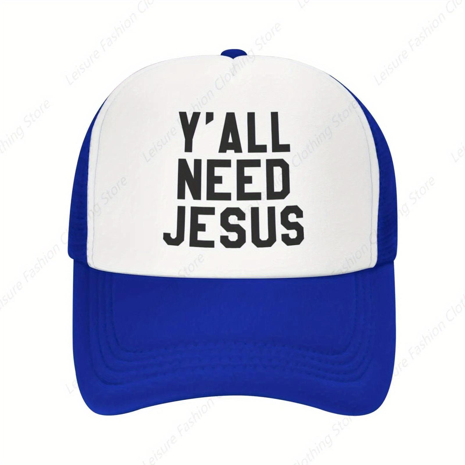 

Yall Need Jesus Trucker Hat Funny Religious Mesh Baseball Cap Adjustable Casual Dad Hat Unisex One Size