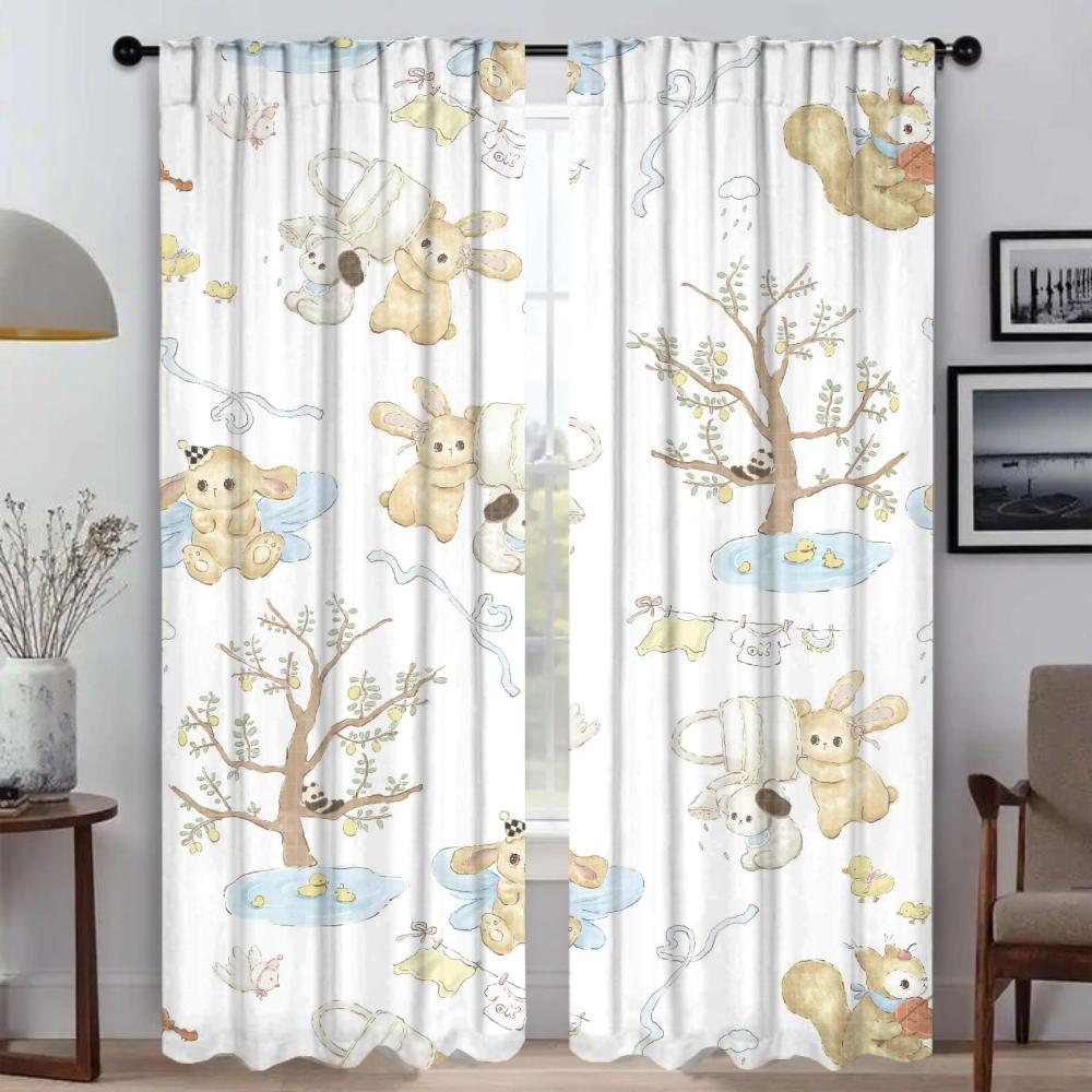 Kawaii Tier Moderne Wohnzimmer Vorhänge für Kamera Heim Innenvorhänge 2 Stück Verdunkelungsvorhang Tüll für Schlafzimmer Jalousien